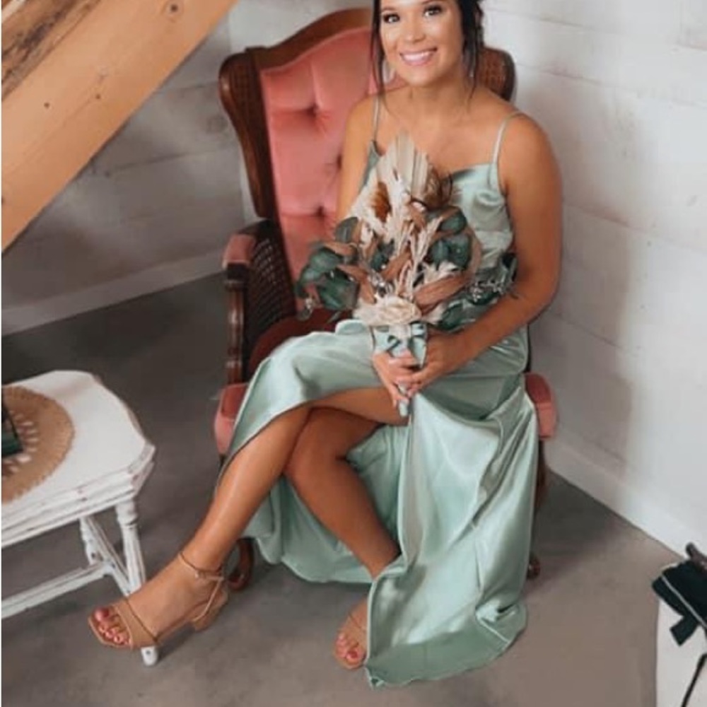 New Birdy Grey Sage Satin Dress